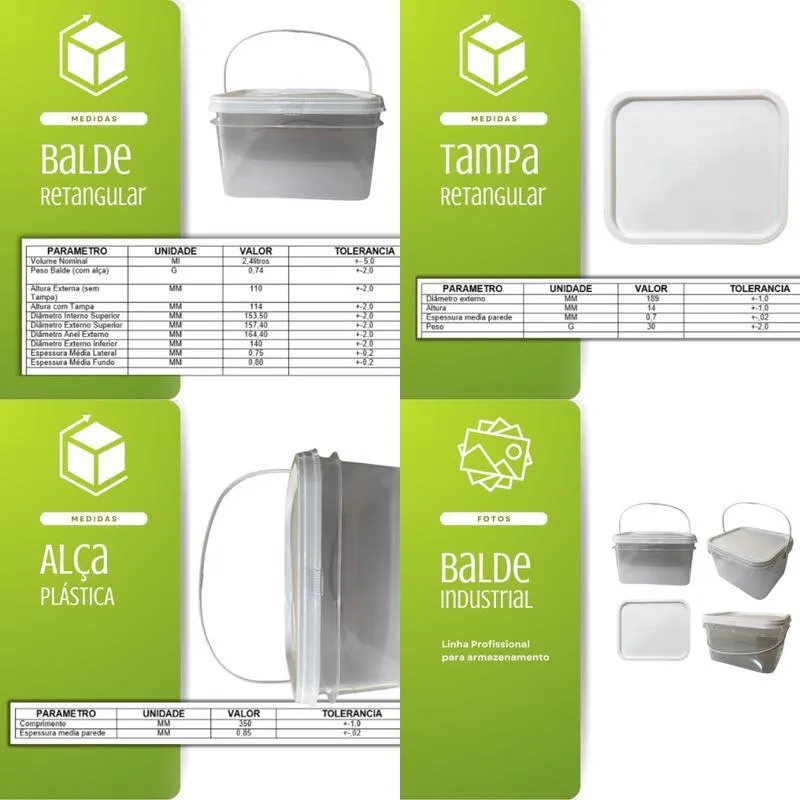 Balde Para Geleia 2.4 Litros-kit 10 Pçs