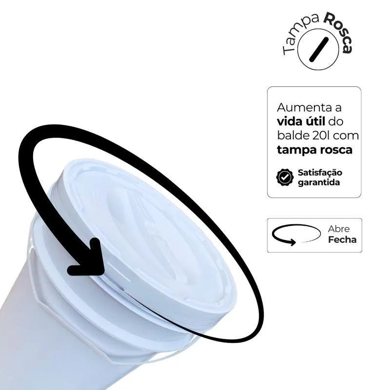Balde Plástico 20l Tampa Rosca Linha Farmaceutica
