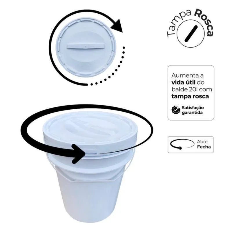 Balde Plástico 20L Tampa Rosca Para Agua