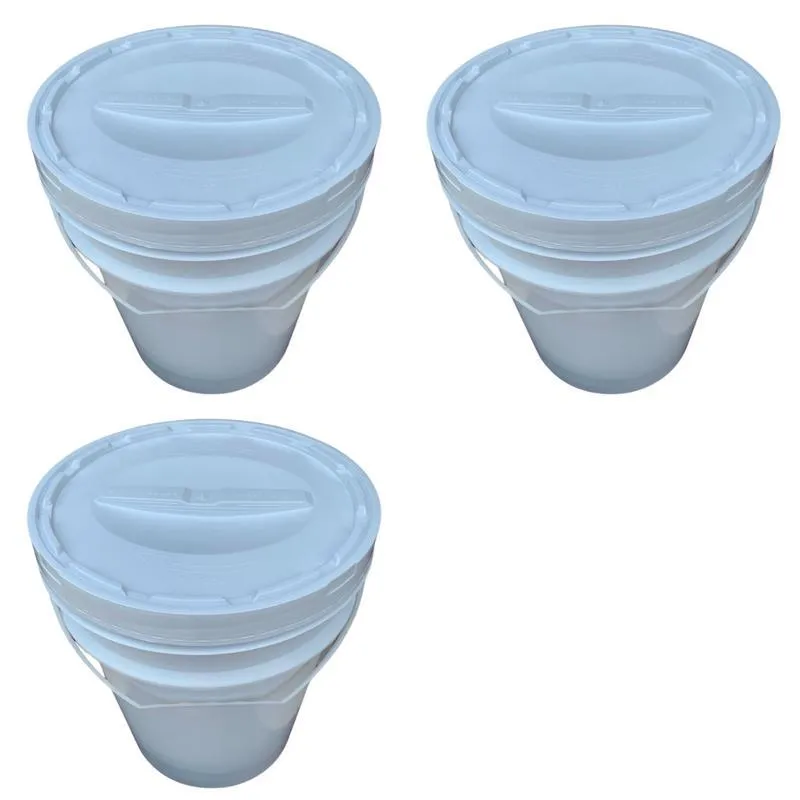 Balde Plástico Tampa Rosca Para Pesca - Kit 3 Pçs