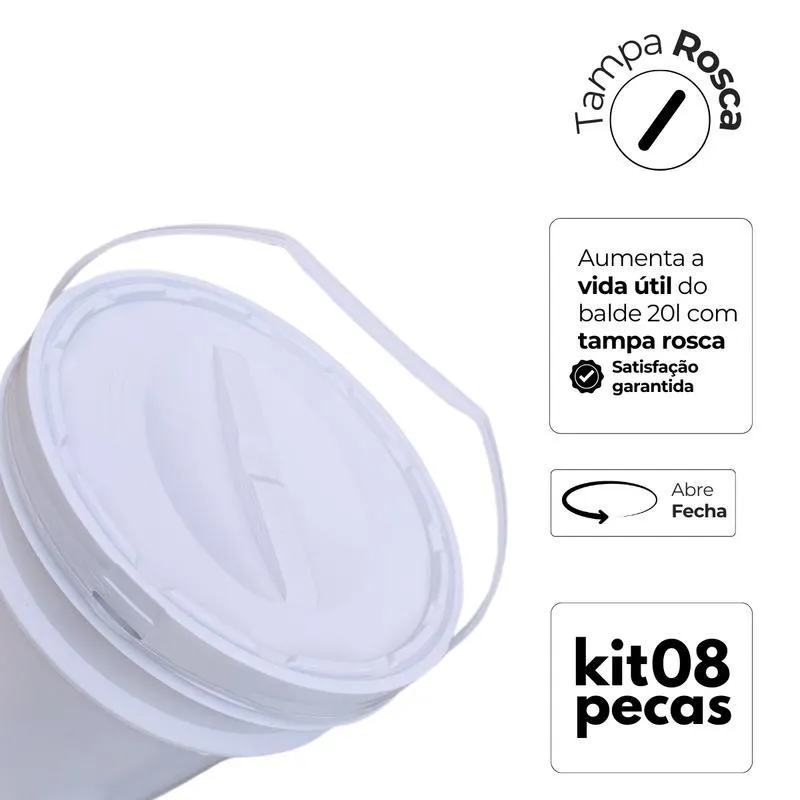 Pote Para Mousse 20 Litros Tampa Rosca-kit 8 Pçs