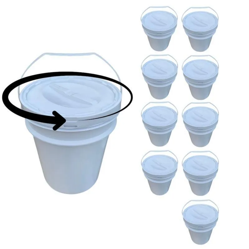 Baldes Para Ingredientes 20L Tampa De Rosquear - Kit 9 Pçs