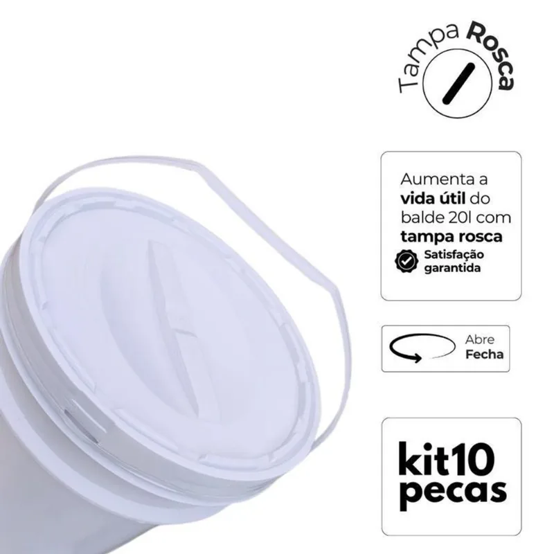 Balde 20 Litros Tampa Rosqueavel Para Carnes - Kit 10 Pçs