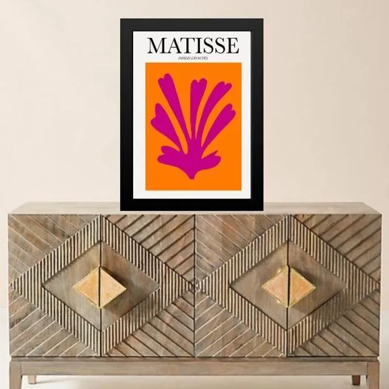 Quadro Matisse - Coral Rosa E Laranja 45X34Cm - Com Vidro