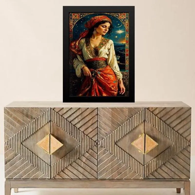 Quadro Decorativo Mulher Cigana 33X24Cm - Com Vidro
