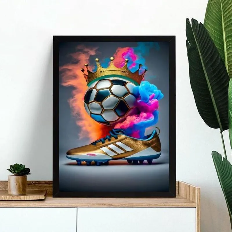 Quadro Decorativo Futebol - Chuteira E Bola 24X18Cm