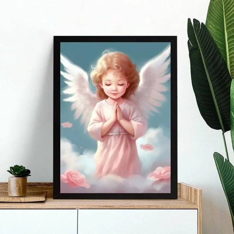 Quadro Infantil Anjinha Rezando 45X34Cm