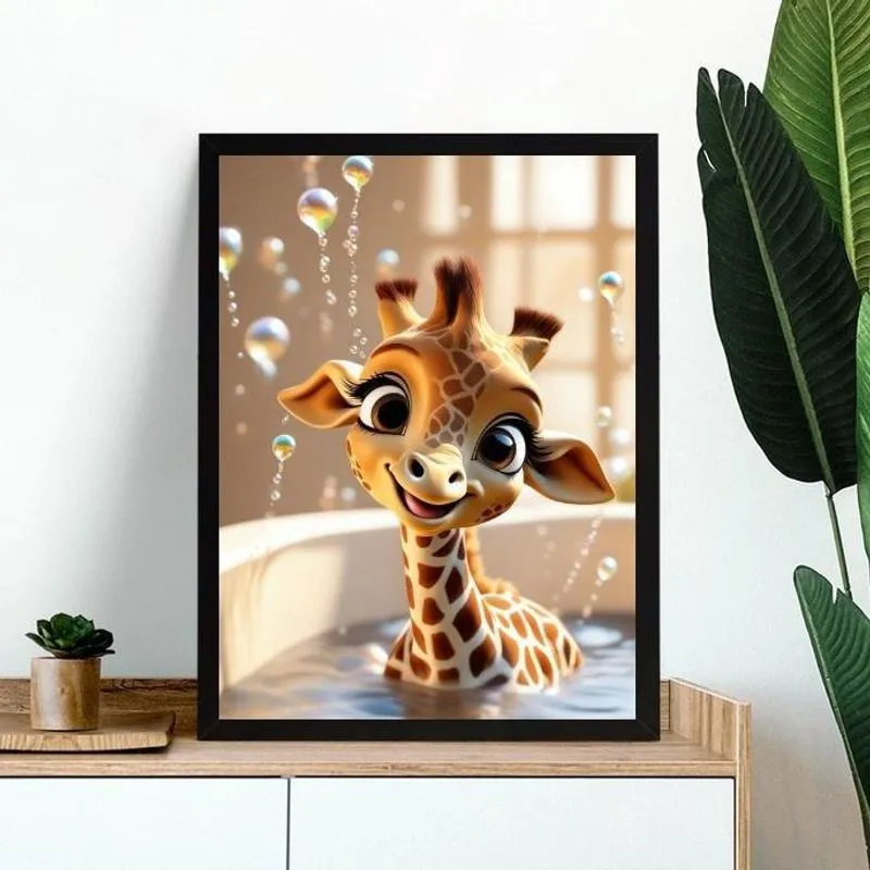 Quadro Banheiro Infantil - Girafinha Baby 45X34Cm