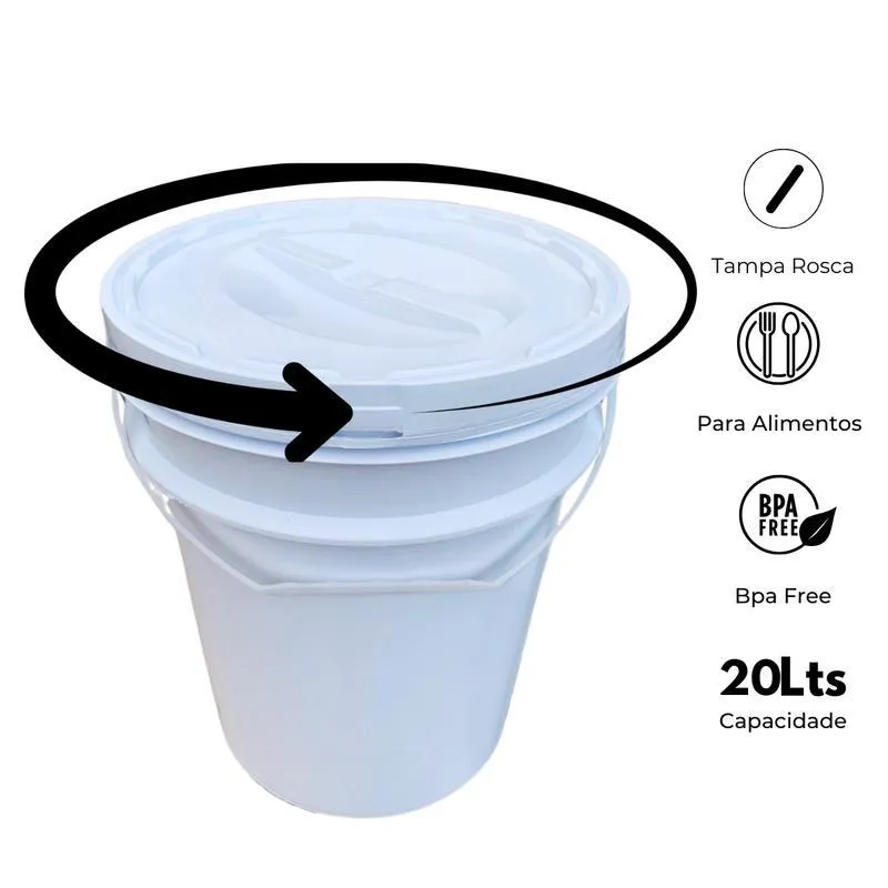 Balde Para Sua Casa Alça Plástica E Tampa Rosca - Kit 14 Pçs