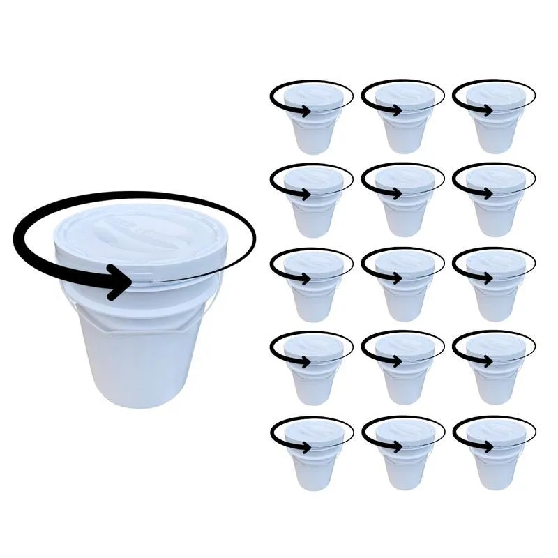 Balde Tampa De Rosquear Para Armazenar Agua - Kit 15 Pçs