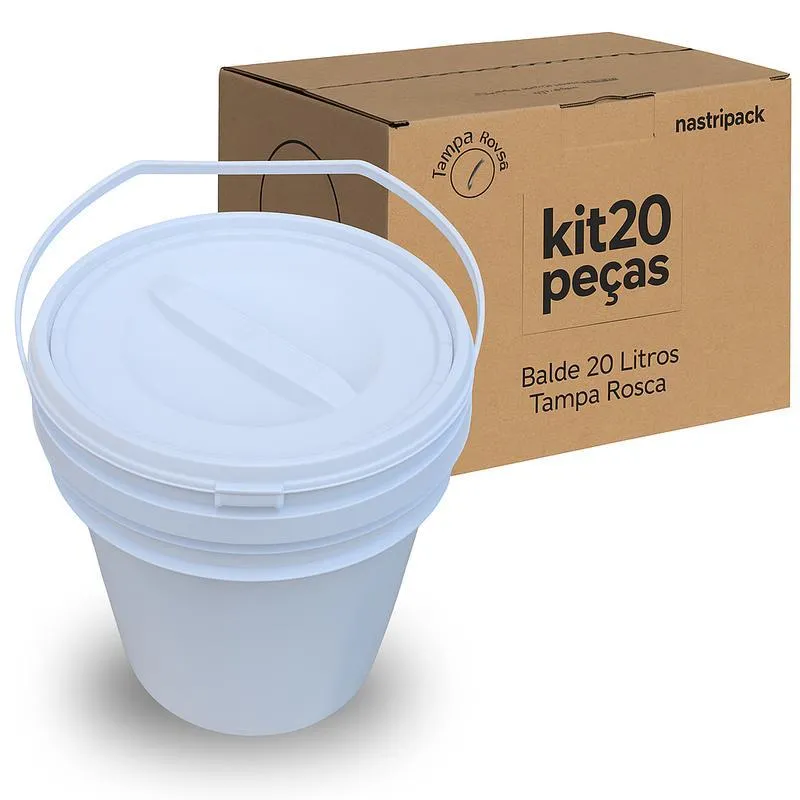Balde Para Bolacha 20l Tampa De Rosquear - Kit 20 Pçs
