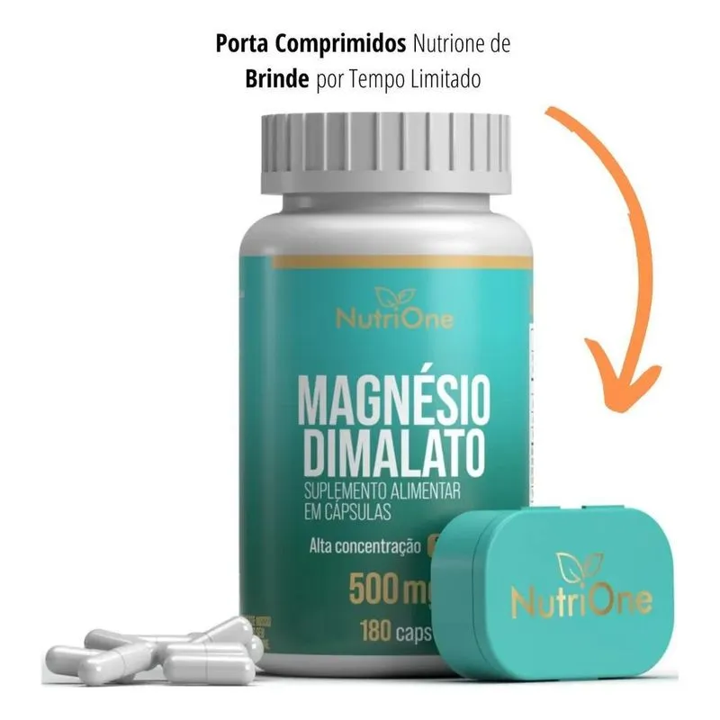 3x Magnésio Dimalato Puro 180 Cápsulas 500mg - Nutrione