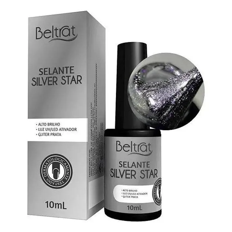 10x Selante Top Coat Selante Star Silver 10ml Cinza