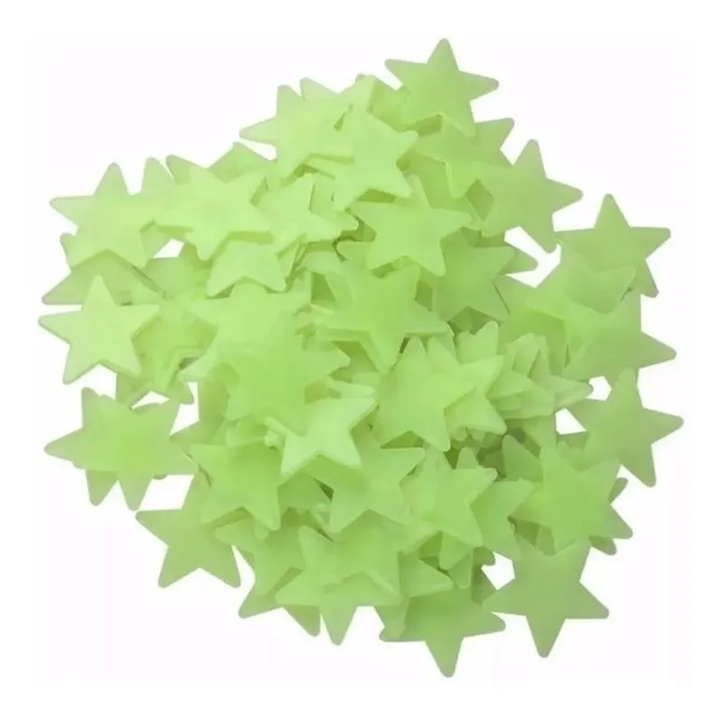 5x 100 Estrelas Fluorescentes Neon Parede Quarto Brilha Escu
