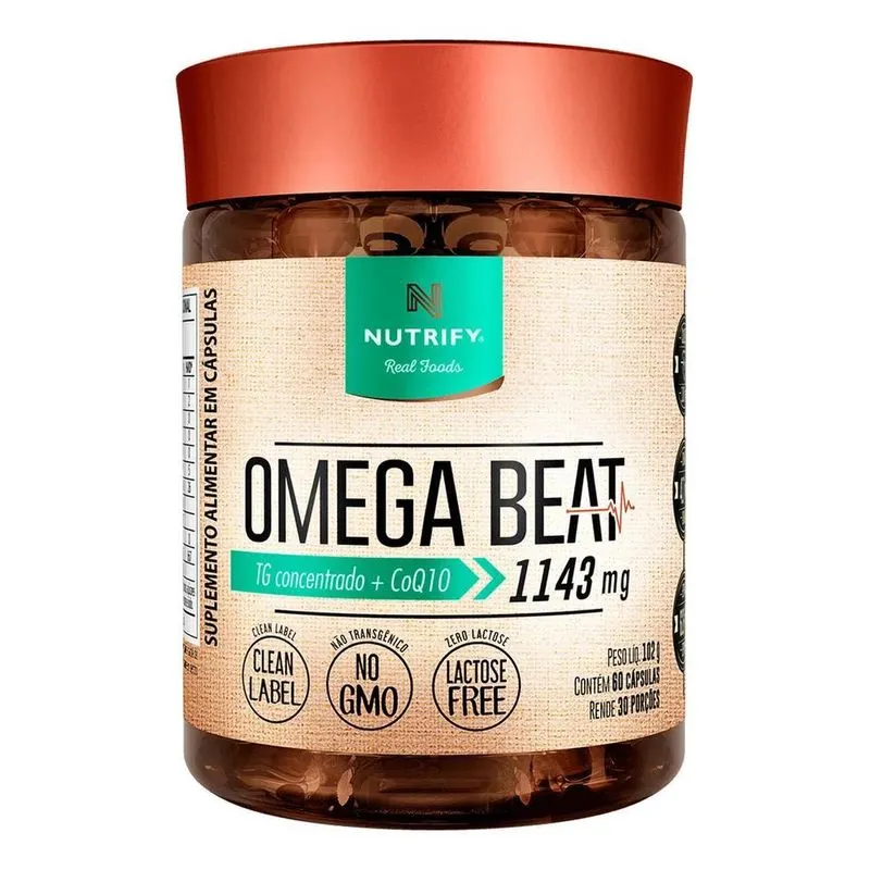 3x Ômega Beat Tg Concentrado + Coq10 Nutrify 60 Cápsulas