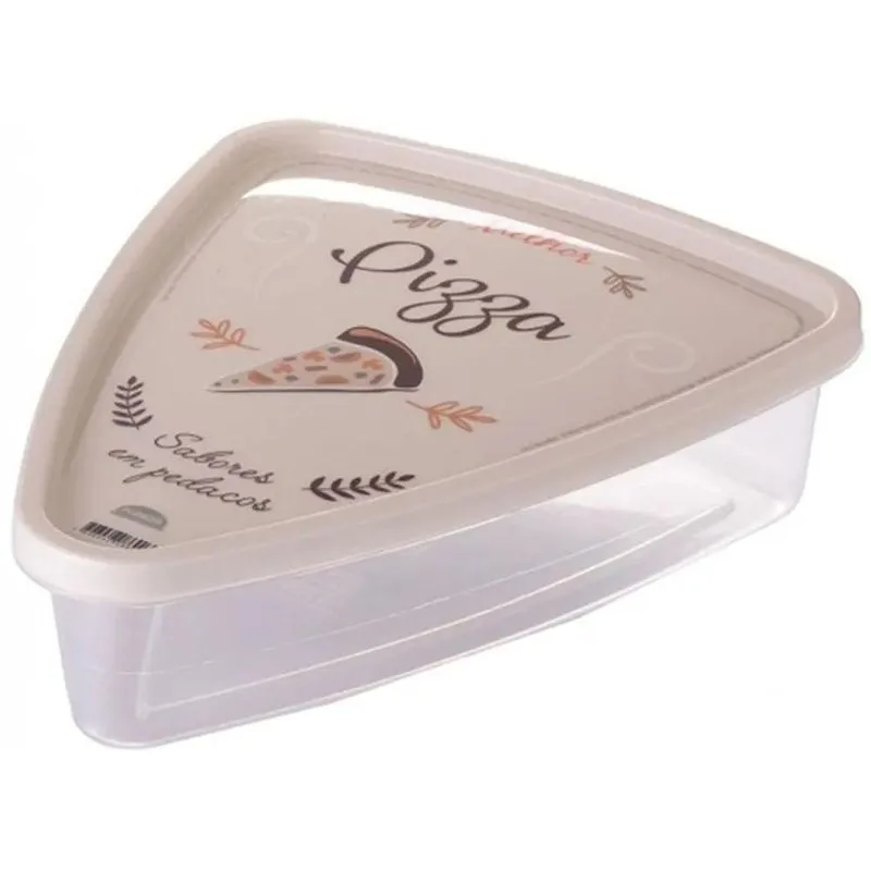 2x Pote Pizza Triangular 1,2l De Plástico - Plasútil Cor Beg