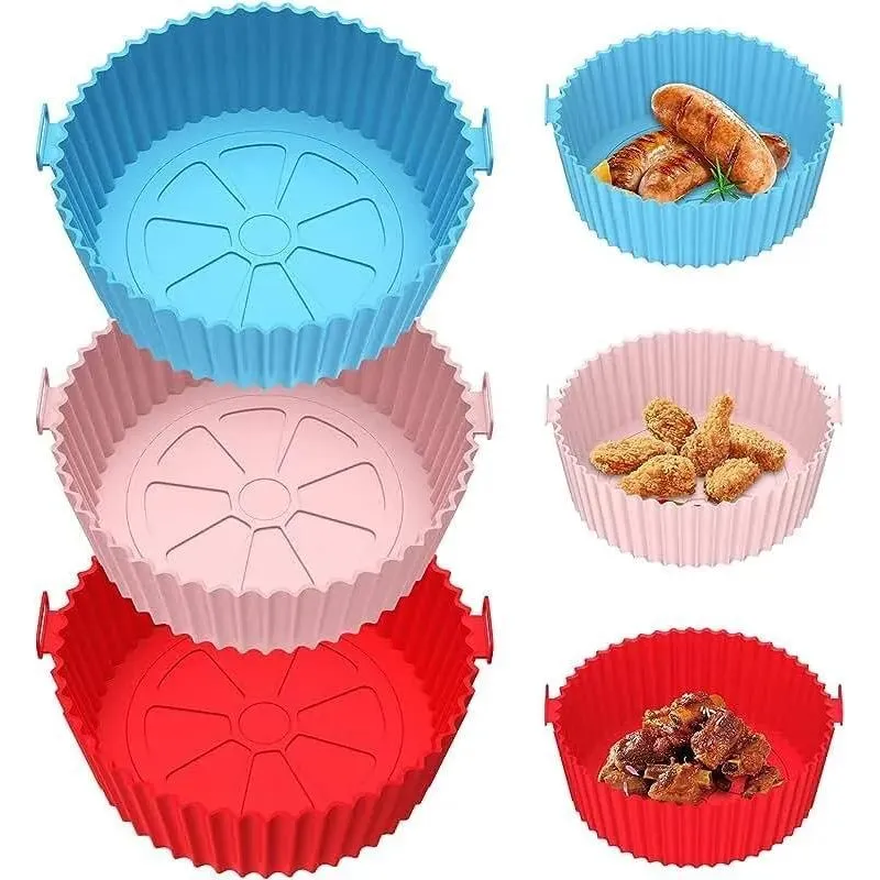 2x Kit 3 Forros Air Fryer De Silicone Reutilizável Antiadere