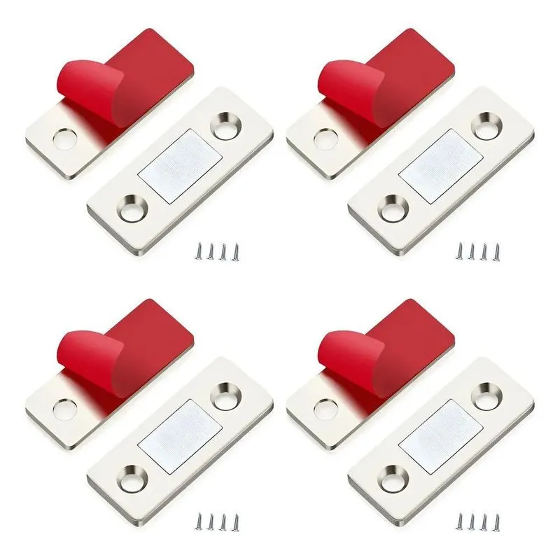 Kit 4 Fecho Magnético Aço Para Gaveta E Porta De Armário