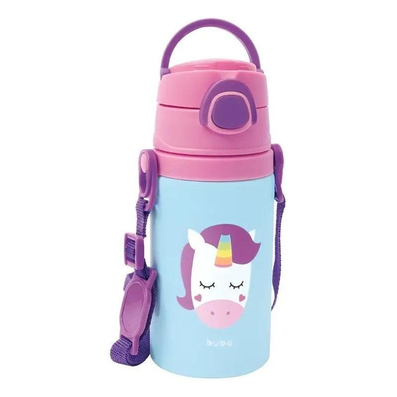 Garrafinha Infantil Buba Alumínio 400ml Canudo De Silicone C