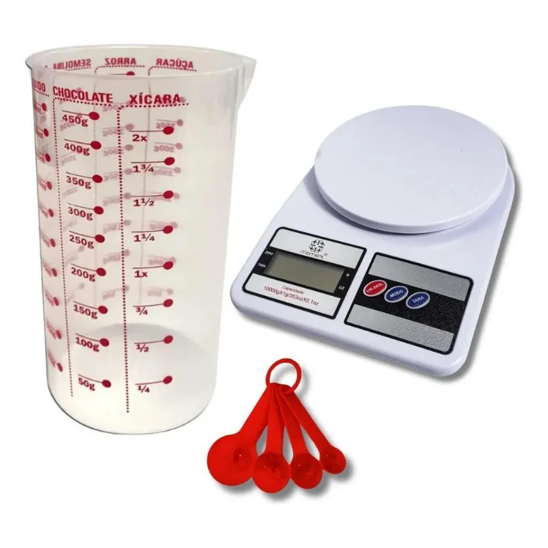 2x Kit Copo Medidor 500ml Com Balança Digital, Colher Medido