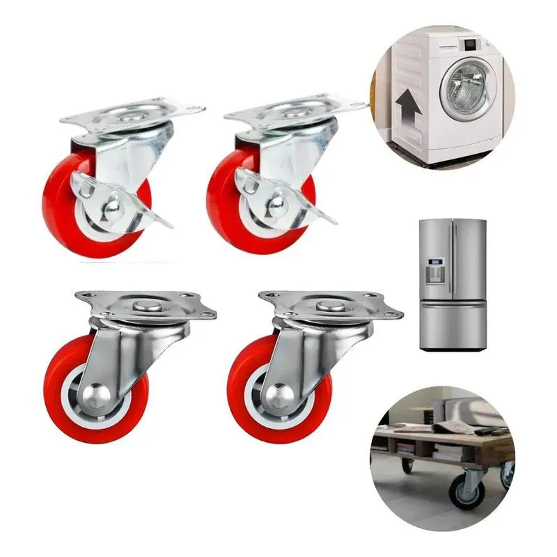 5x Kit 4 Rodas Rodinhas Giratórias Borracha Forte Reforçada