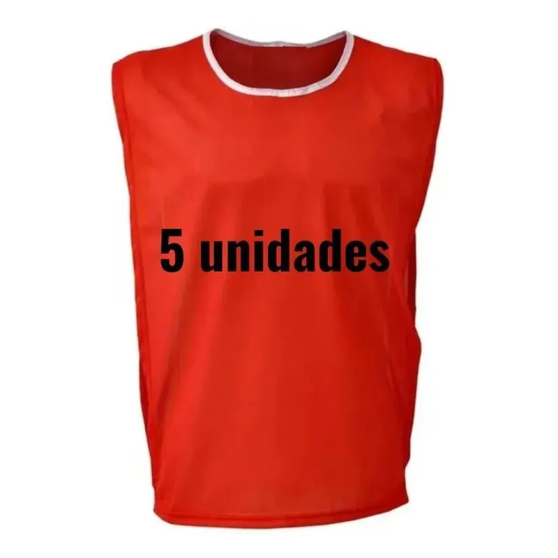 Kit 5 Colete Futebol Esportivo Treino P Vermelho/m Juvenil