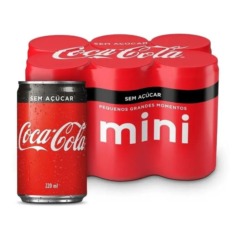 5x Coca Cola Lata 220ml Zero Açucares Pack 6 Unidades