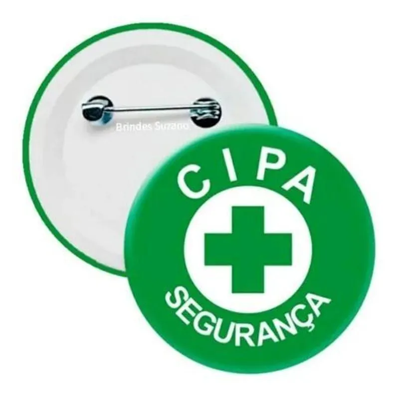 Kit 10 Bottons Broche Cipa Segurança Do Trabalho 3,5cm Cor V