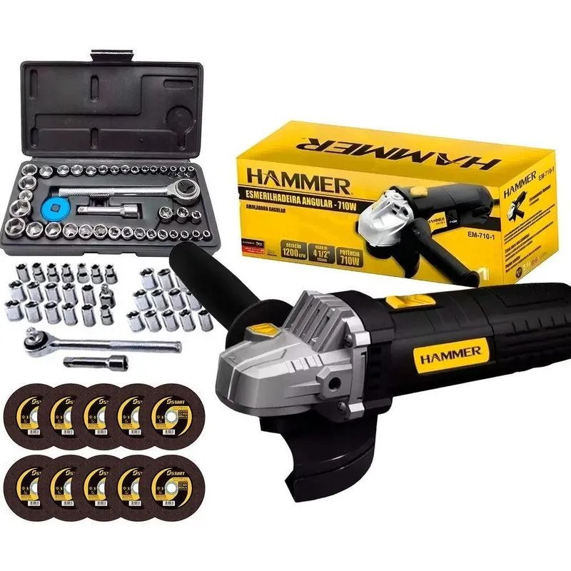 10x Kit Esmerilhadeira Angular Profissional 4.1/2 Com Acessó