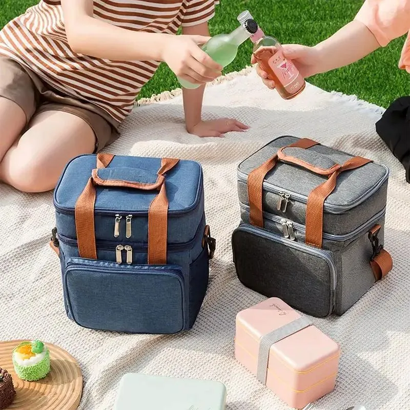 Bolsa Térmica Marmita Lancheira Grande Alça Ombro Traba Azul