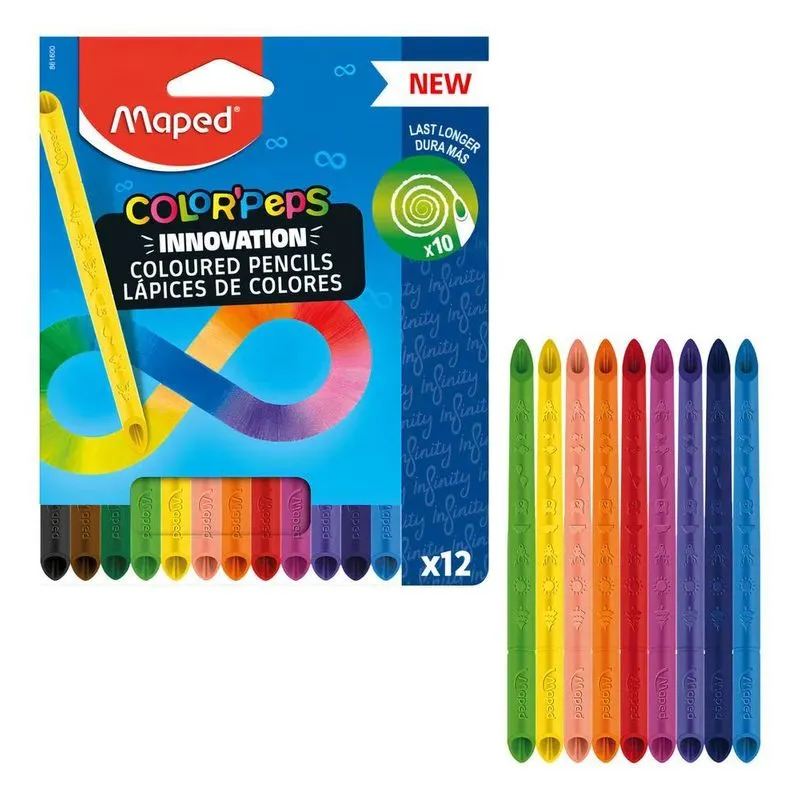 5x Lápis De Cor Escolar Infinity Maped 12 Cores Infantil