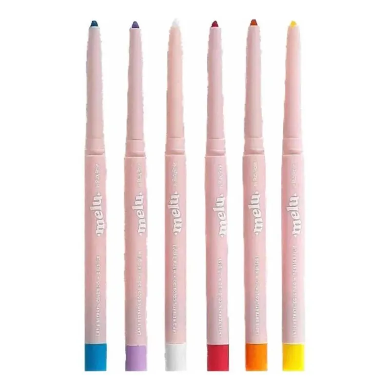 5x Kit Lapis Retrátil Colorido Melu Ruby Rose Efeito