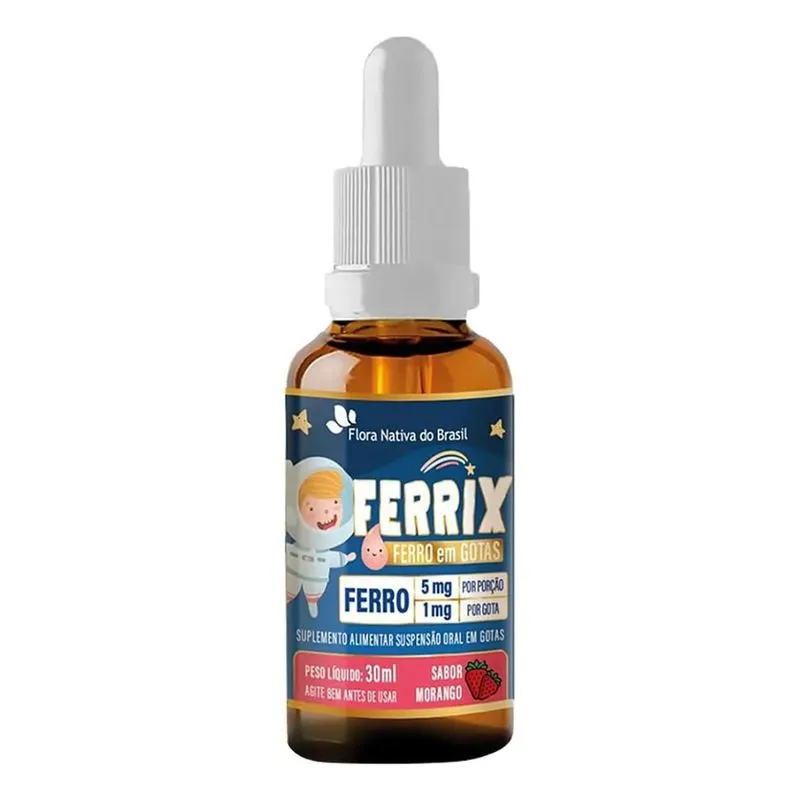 10x Ferro Em Gotas Ferrix Kids 30ml Flora Nativa Sabor Mora