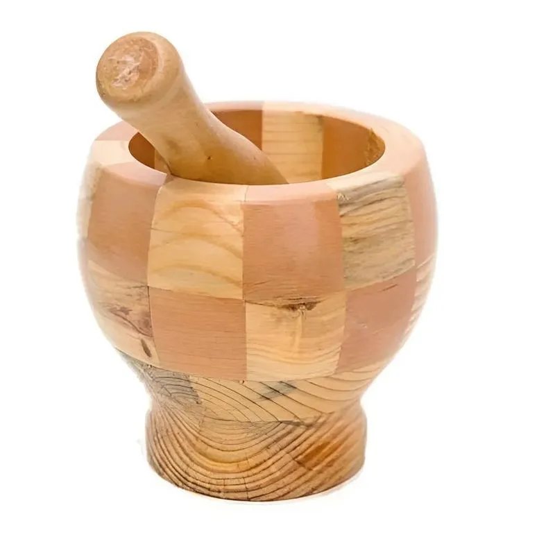 Pilão Com Socador Em Bambu Para Alho 10,5cm - Ke Home