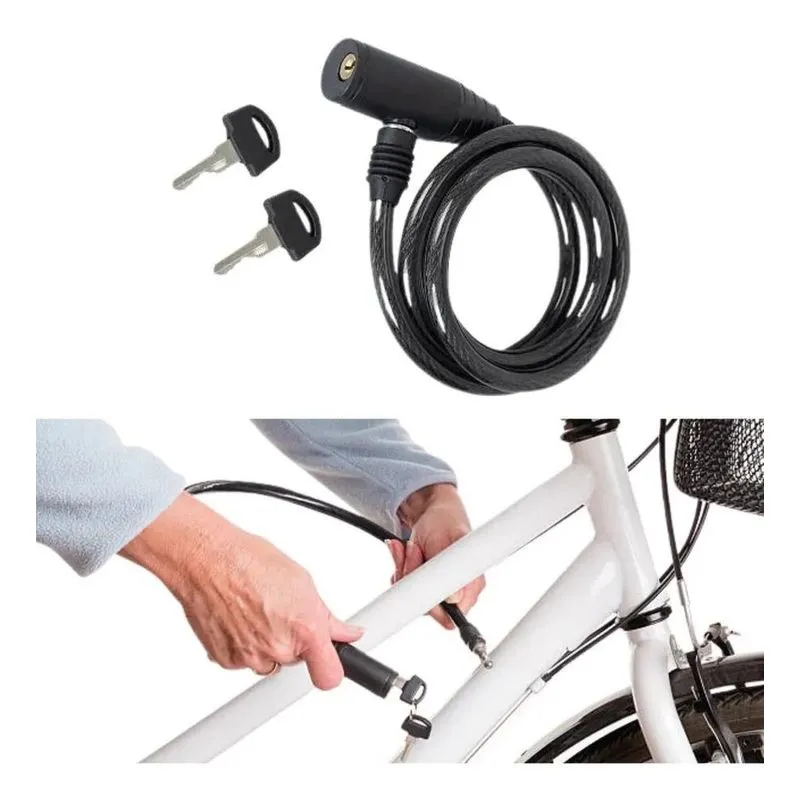 Corrente Cadeado Trava Bicicleta Chave Aço Bike Moto Estepe