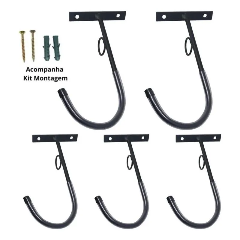 3x Kit 5 Peças Gancho Para Pendurar Bicicleta Parede Suporte