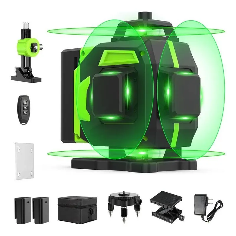 10x Nível A Laser 16 Linhas 4d Verde Recarregável Com Supor