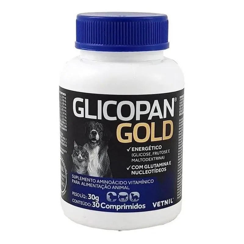 5x Glicopan Gold Para Cães E Gatos 30 Comprimidos Vetnil