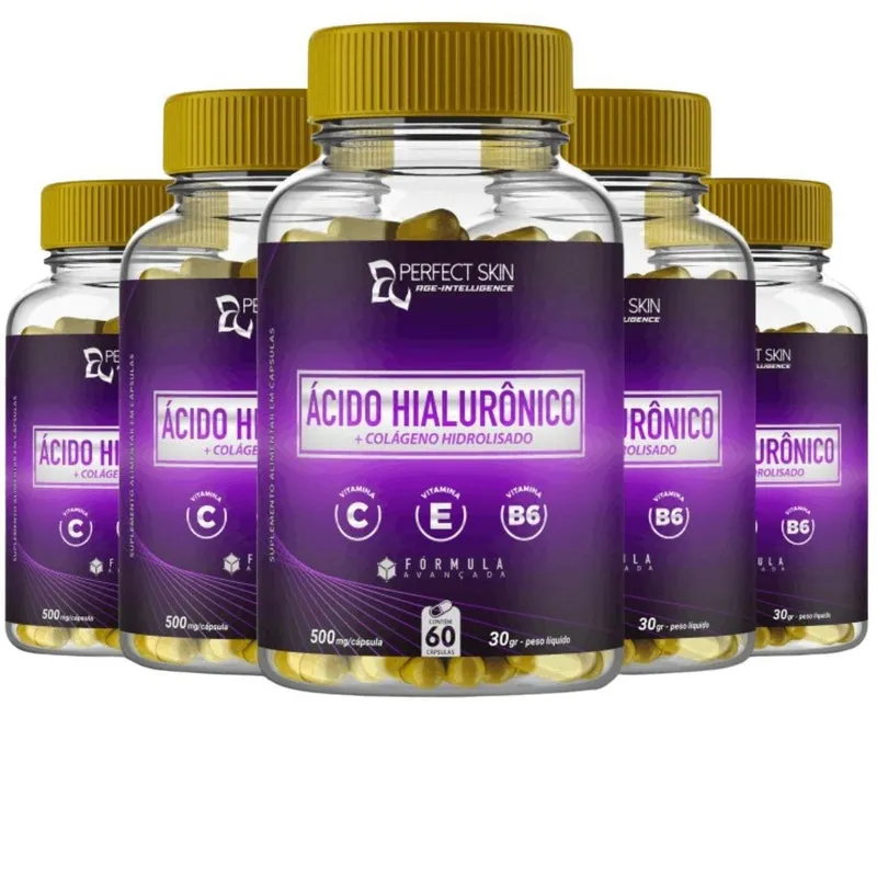 Ácido Hialurônico Com Colágeno Perfect Skin Kit 5 Potes