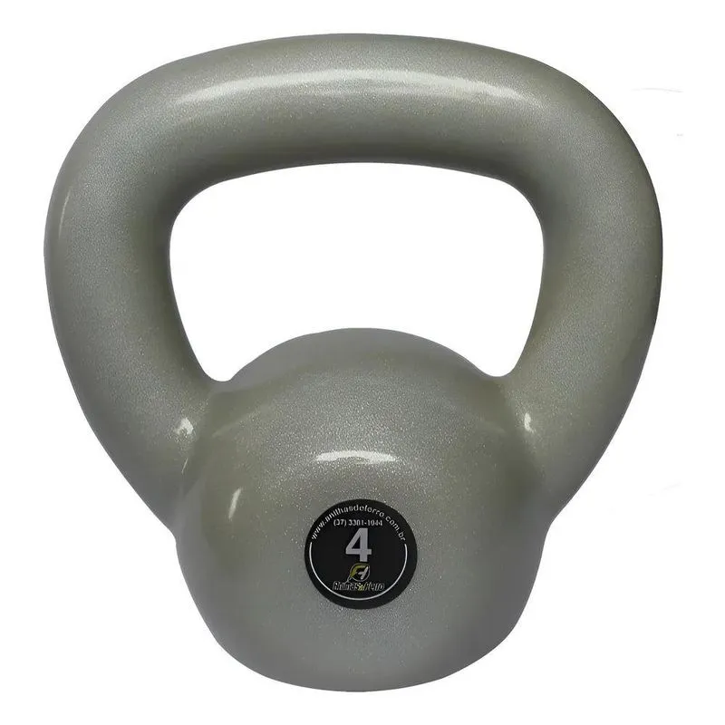 Kettlebell Emborrachado De 4 Kg Cinza