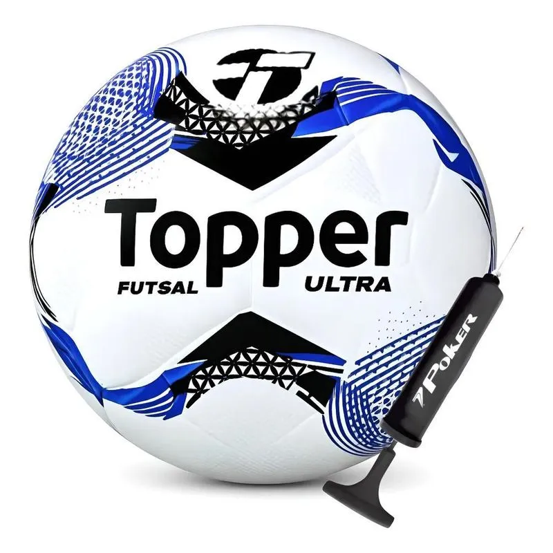 Bola De Futsal Topper Ultra Salão Colagem Du Preto E Azul