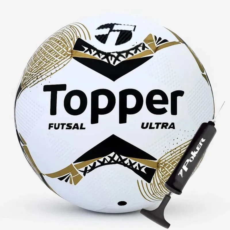 Bola De Futsal Topper Ultra Salão Colagem Preto E Dourado