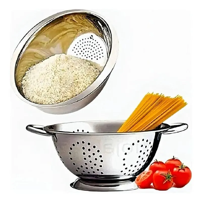 2x Kit Escorredor De Macarrão Massas+escorredor Arroz Aço In