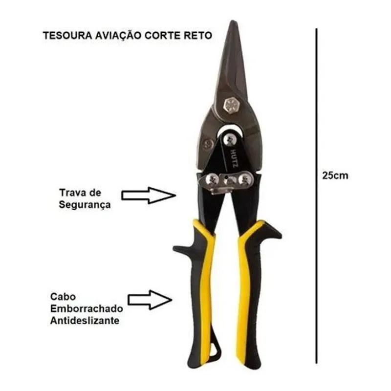 5x Tesoura Aviação Corte Reto Para Chapa Funileiro Calheiro