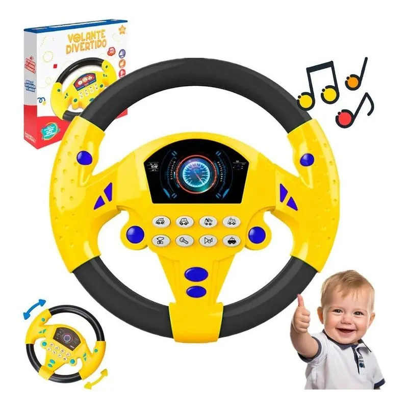 Volante Brinquedo Infantil Musical Gira 360º Sons De Carro