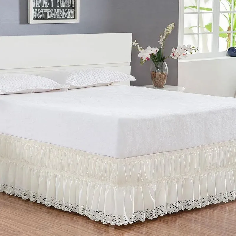 Saia Box Cama Casal Perolla Bordado Ultrassônico Cor Palha