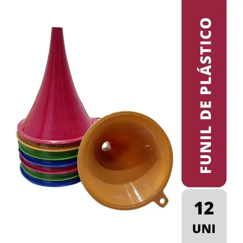 3x Kit Funil Plástico Multiuso Utensílio Casa Cozinha 12 Uni