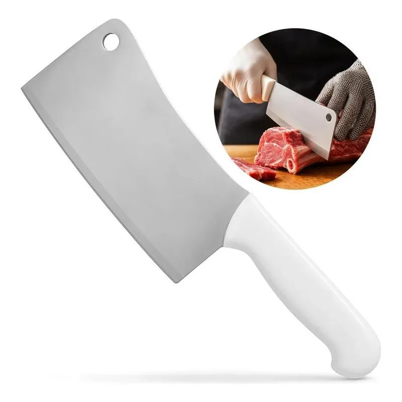 5x Cutelo Faca Açougueiro Cozinha Inox Corta Osso Profission