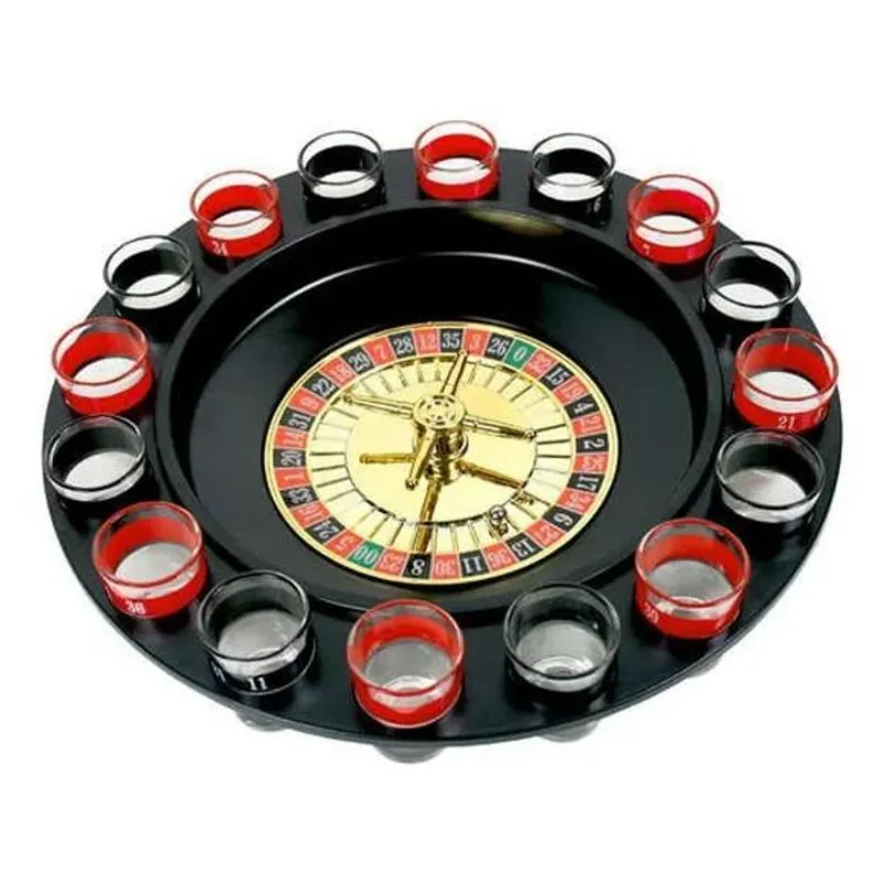 10x Jogo De Roleta Drink Shot 16 Copos Vidro Bebida Cassino