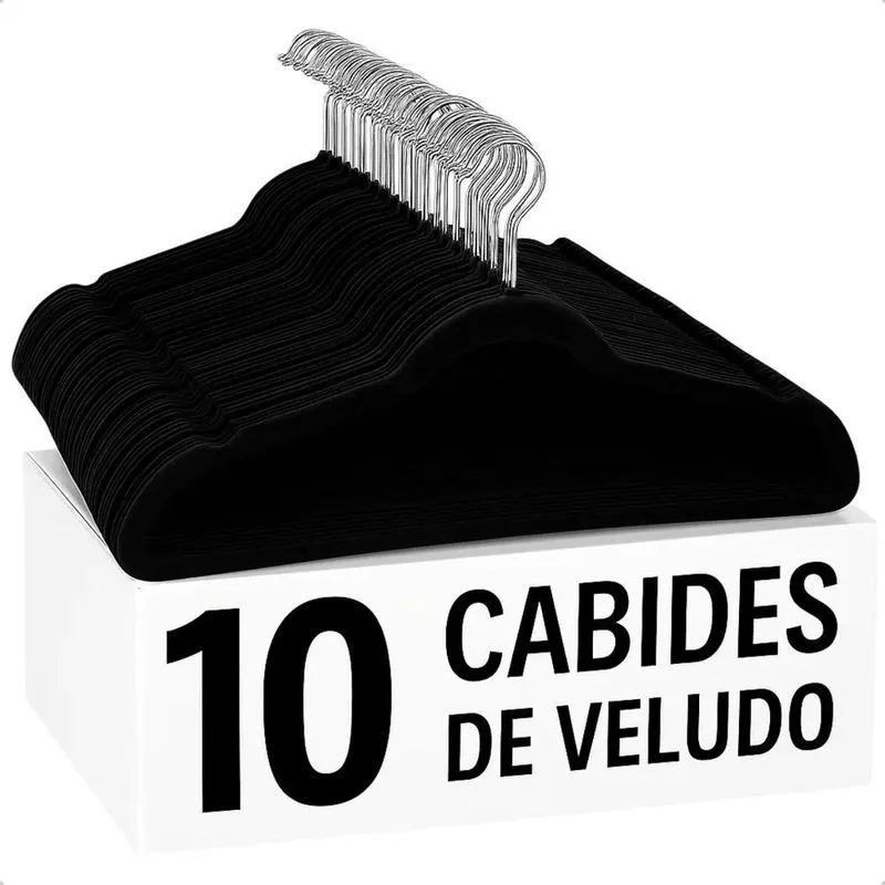 10x Kit Cabides Veludo De Roupa Antideslizante Slim Adulto